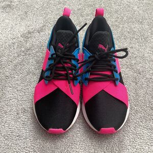 Puma Ignite Muse Jr Running Shoes Womens 6C Hot Pink Black Blue Athletic Lace Up